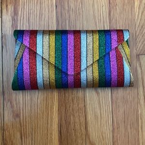 Multi Colored Striped Clutch